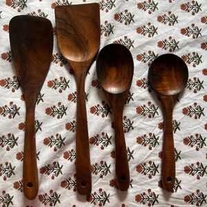 Wooden Cooking Spoon and Spatula Set - Brown